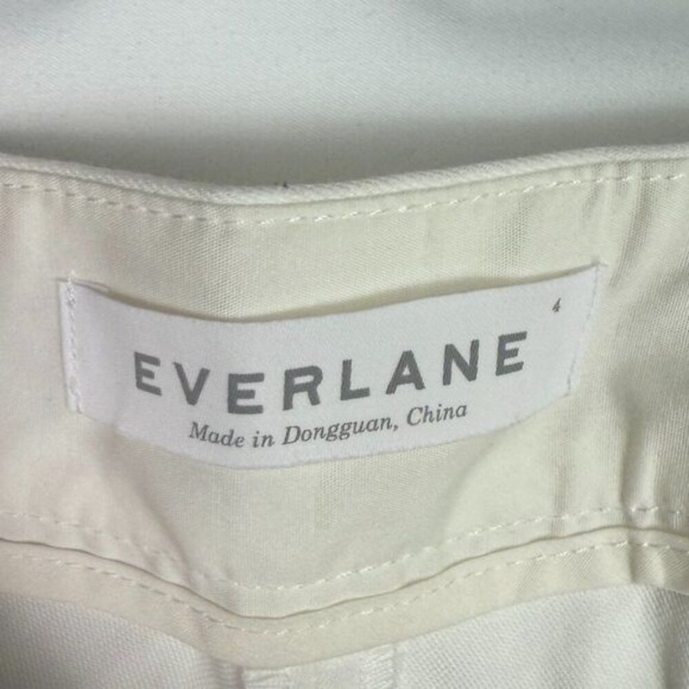Everlane The Wide Leg High Rise Cotton Work Preppy Pant Off White 4 - Picture 6 of 7